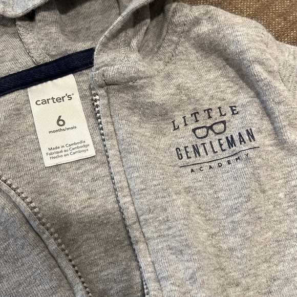 Carter’s 3-piece baby boy bundle clothing romper pants zip up hoodie jacket 6M - Picture 8 of 9